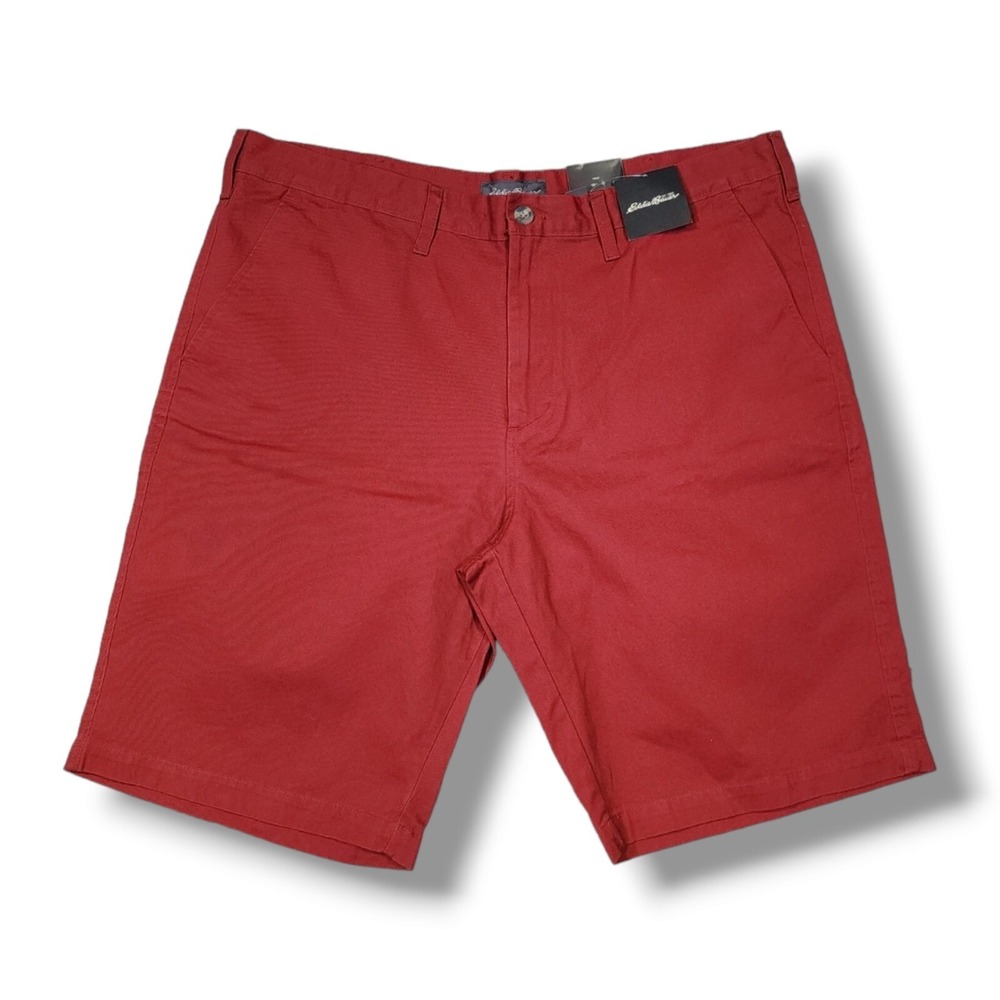Eddie‎ Bauer Chino Flat Front Freeland Flag Maroon Shorts Men's Size 40 NWT